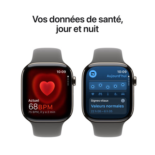 Apple Watch Series 10 avec boîtier de 46 mm en titane naturel et bracelet gris pierre par Rogers - P/M - Financement mensuel