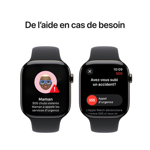 Apple Watch Series 10 avec boîtier de 46 mm en titane ardoise et bracelet sport noir par Rogers - P/M - Financement mensuel