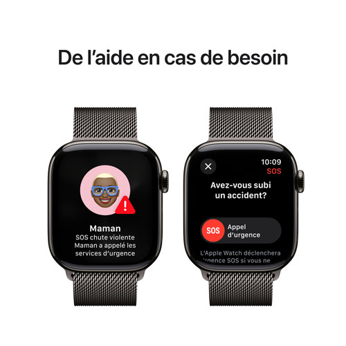 Apple Watch Series 10 (GPS + Cellulaire) avec boîtier de 42 mm en titane ardoise et bracelet milanais ardoise par Rogers - M/G - Financement mensuel