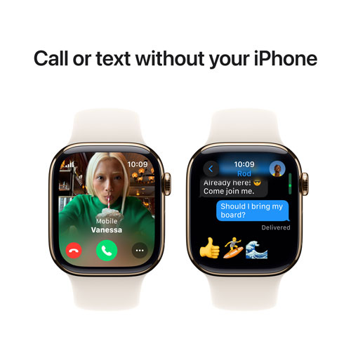 Apple Watch Series 10 avec boîtier de 42 mm en titane doré et bracelet sport comète par Rogers - P/M - Financement mensuel