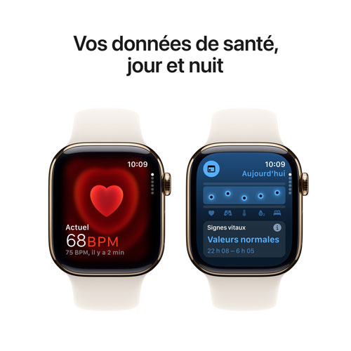 Apple Watch Series 10 avec boîtier de 42 mm en titane doré et bracelet sport comète par Rogers - P/M - Financement mensuel