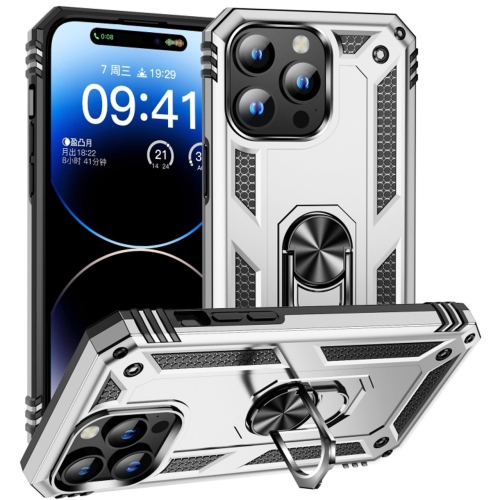 [CS] Hybrid Hard Kickstand Case Cover with Magnetic Ring Holder for iPhone 16 Pro Max, Grey