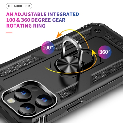 [CS] Hybrid Hard Kickstand Case Cover with Magnetic Ring Holder for iPhone 16 Pro Max, Black