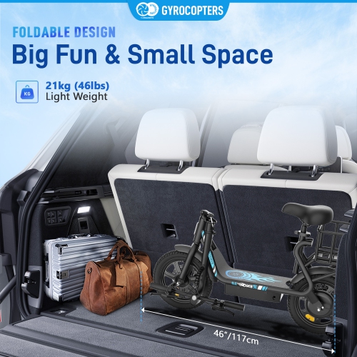 Gyrocopters Zeno2.0 Upgraded Electric Scooter | 500W Peak Motor | 32km/h Speed | UL2272 Safety | 40km Range | Shock-Absorbing Seat | Anti-theft GPS