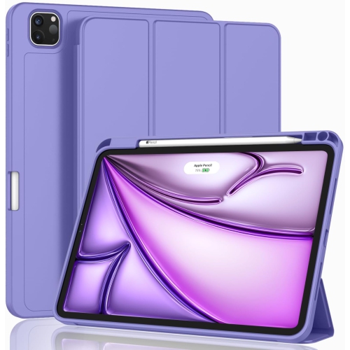 [CS] Slim Magnetic Smart Cover Stand Case & Pencil Holder for Apple iPad Pro 13" 2024, Purple