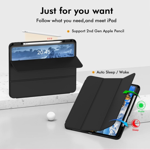 [CS] Étui magnétique mince Smart Cover avec support à crayons pour Apple iPad Pro 13 po 2024 Go, vert foncé