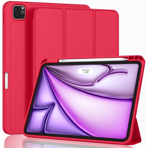 [CS] Slim Magnetic Smart Cover Stand Case & Pencil Holder for Apple iPad Pro 11" 2024, Red