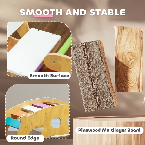 Qaba Climbing Toy for Toddlers, 2 in 1 Wooden Rainbow Climbing Arch Ladder Baby Rocker, Children Indoor Play Gym Montessori Climbing Learning Playset