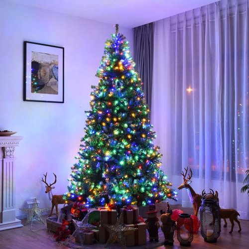 Costway – Arbre de Noël illuminé de 8&nbsp;pi, 750 lumières à DEL multicolores ou blanc chaud avec 11 modes d’éclairage, 2128 branches en PVC, suppor