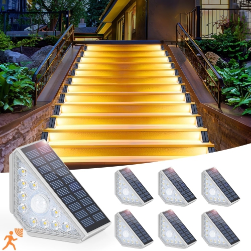 NORDIC HYGGE Solar Step Lights for Outside, 6-Pack Motion Sensor Outdoor Stair Lights Waterproof Ip67, Solar Powered Led Outdoor Step Lights Decor