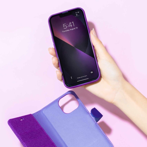 Blu Element – Étui folio 2-en-1 pour iPhone 16, violet foncé