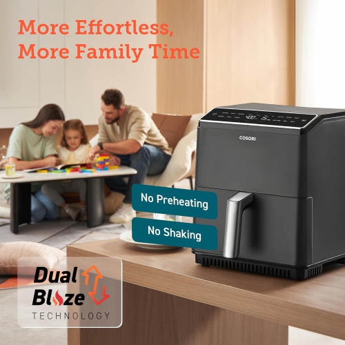 COSORI 6.8Qt Air Fryer, 12-in-1 Dual Blaze for 360° Crispy Meals, No Shaking & Preheating to Fast Cooking with Bake, Roast, Broil, 100+In-App