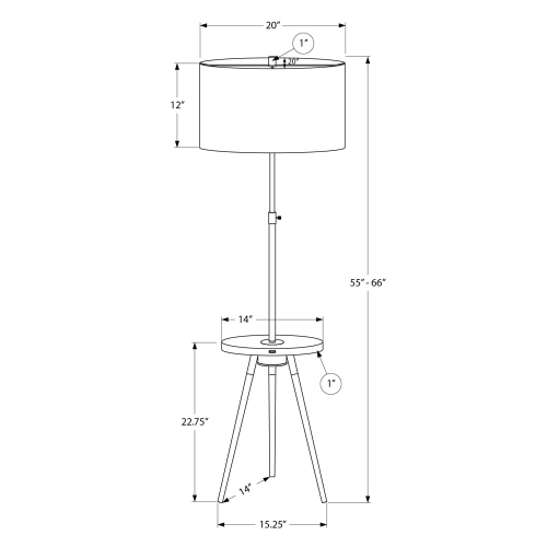 Monarch Specialties I 9745 - Lighting, Floor Lamp, 63"H, Black Metal, Ivory / Cream Shade, Contemporary