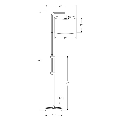 Monarch Specialties I 9761 - Lighting, 63"H, Floor Lamp, Brass Metal, Ivory / Cream Shade, Contemporary