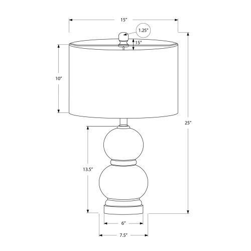 Monarch Specialties I 9743 - Lighting, 25"H, Blue Ceramic, Ivory / Cream Shade, Contemporary