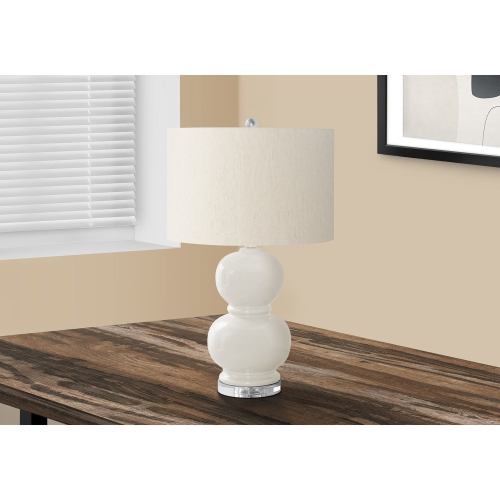MONARCH SPECIALTIES  I 9744 - Lighting, 25"h, Cream Ceramic / Cream Shade, Contemporary In Ivory