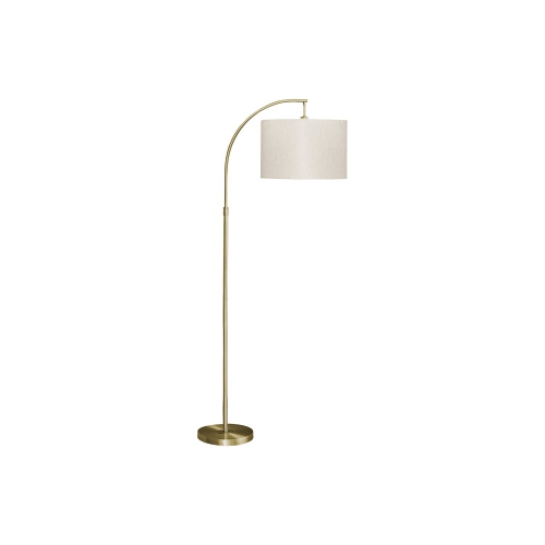 Monarch Specialties I 9750 - Lighting, 65"H, Floor Lamp, Brass Metal, Ivory / Cream Shade, Contemporary