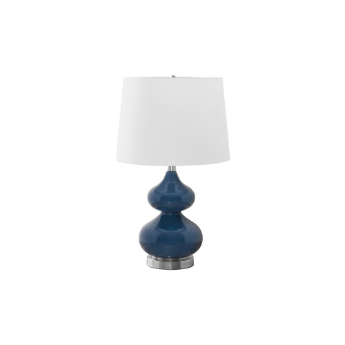 Monarch Specialties I 9767 - Lighting, 24"H, Blue Glass, Ivory / Cream Shade, Contemporary