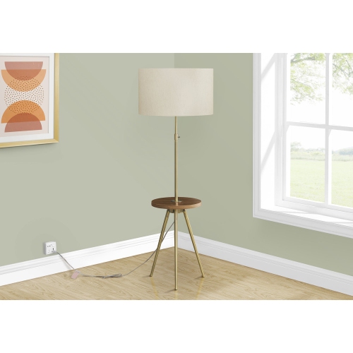 Image 1 of 3.. Monarch Specialties I 9746 - Lighting, Floor Lamp, 63"H, Gold Metal, Ivory / Cream Shade, Contemporary