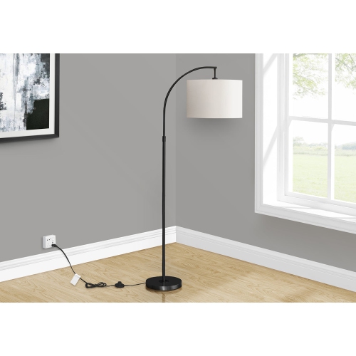 MONARCH SPECIALTIES  I 9749 - Lighting, 65"h, Floor Lamp Metal, Ivory / Cream Shade, Contemporary In Black
