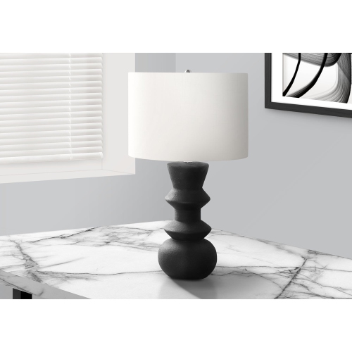 Monarch Specialties I 9763 - Lighting, 26"H, Black Ceramic, Ivory / Cream Shade, Contemporary