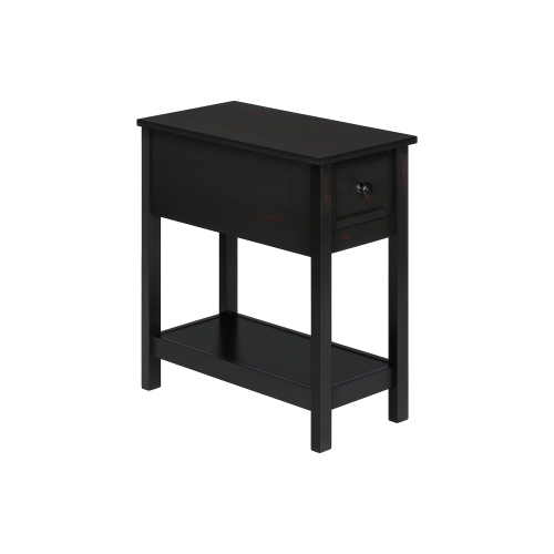 Monarch Specialties I 3961 - Accent Table, 2 Tier, End, Lamp, Nightstand, Side Table, Narrow, Small, Storage Drawer, Bedroom, Black Veneer,