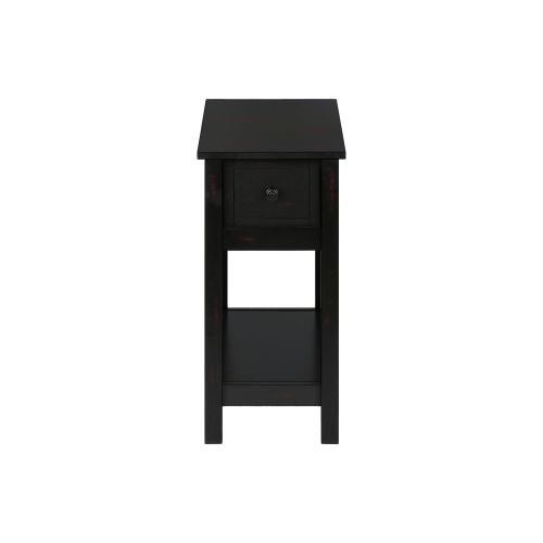 Monarch Specialties I 3961 - Accent Table, 2 Tier, End, Lamp, Nightstand, Side Table, Narrow, Small, Storage Drawer, Bedroom, Black Veneer,