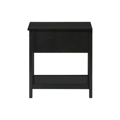 Monarch Specialties I 3961 - Accent Table, 2 Tier, End, Lamp, Nightstand, Side Table, Narrow, Small, Storage Drawer, Bedroom, Black Veneer,