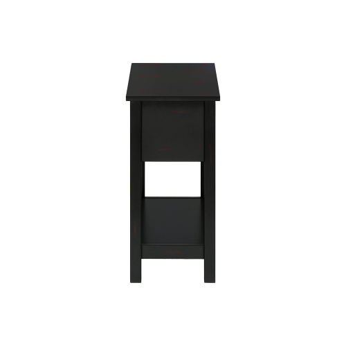 Monarch Specialties I 3961 - Accent Table, 2 Tier, End, Lamp, Nightstand, Side Table, Narrow, Small, Storage Drawer, Bedroom, Black Veneer,