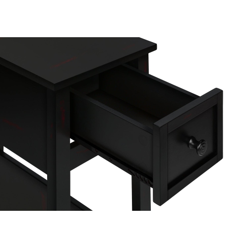 Monarch Specialties I 3961 - Accent Table, 2 Tier, End, Lamp, Nightstand, Side Table, Narrow, Small, Storage Drawer, Bedroom, Black Veneer,