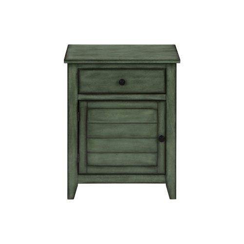 Monarch Specialties I 3948 - Accent Table, Nightstand, Storage Drawer, End, Side Table, Bedroom, Lamp, Storage, Antique Green Veneer, Transitional
