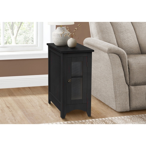 Monarch Specialties I 3995 - Accent Table, End, Side Table, Narrow, Nightstand, Bedroom, Lamp, Storage, Black Veneer, Transitional