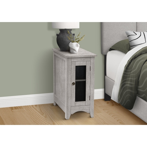 MONARCH SPECIALTIES  I 3996 - Accent Table, End, Side Table, Narrow, Nightstand, Bedroom, Lamp, Storage Veneer, Transitional In Grey