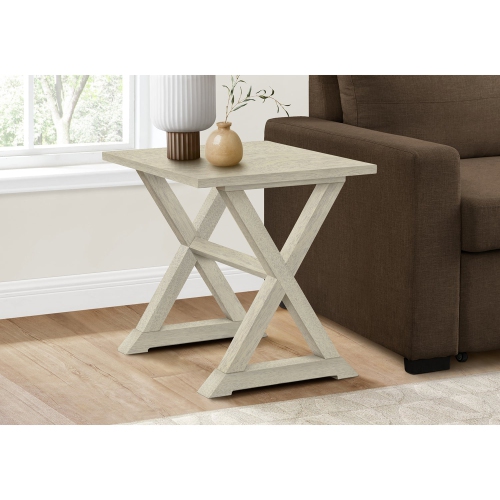 Monarch Specialties I 3989 - Accent Table, End, Side Table, Square, Nightstand, Bedroom, Lamp, Antique White Veneer, Transitional