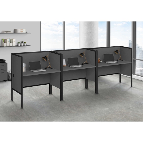 Monarch Specialties I 7734 – bureaux à cloisons, 48 po long., bureau, travail, qualité commerciale stratifié gris, métal noir, contemporain, moderne