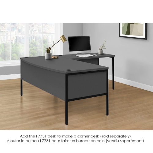 Monarch Specialties I 7730 - Computer Desk, 72"L, Home Office, Work, Laptop, Commercial Grade, File Storage Drawer, Grey Laminate, Black Metal,