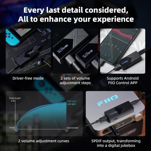 FiiO KA17 Portable USB DAC Audio HiFi Decoder, Dual ES9069Q PCM768 DSD512 3.5/4.4mm Output for Android iOS Mac Win10