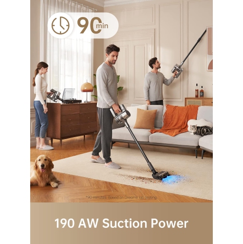 Aspirateur sans fil Dreame R20 : Tête de brosse double, Smart Stick, puissante rechargeable, 90&nbsp;Min Runtime, idéale pour les planchers durs, les