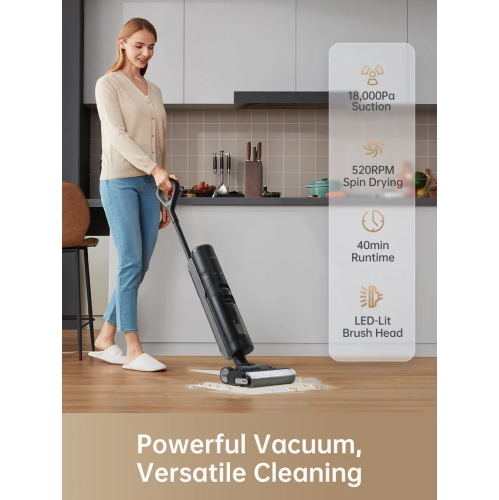 Dreame H13 Pro Wet/Dry Vacuum: Smart Cordless Cleaner for Hard Floors, 140F Brush Wash, Hot Air & Dual Rotation Self-Cleaning, Ideal for Sticky