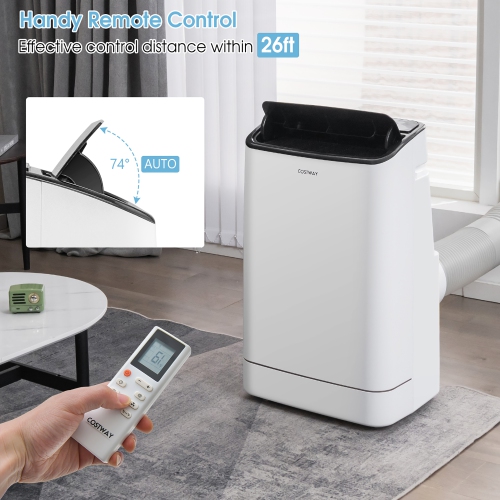 Costway 15000 BTU Portable Air Conditioner, with Heat, Auto Swing 4-in-1 AC Unit for Rooms up to 800 Sq.Ft, with Built-in Dehumidifier, 24H Timer,