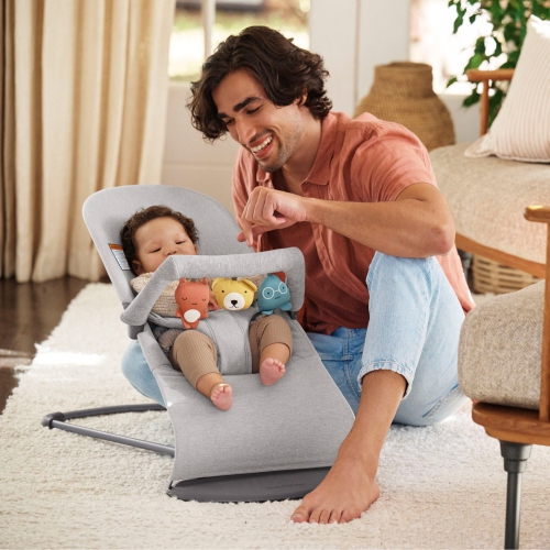 BabyBjorn Bouncer Bliss in Woven Melange Fabric - Light Pink on Light Gray Frame