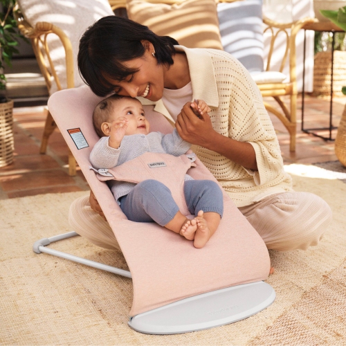 BabyBjorn Bouncer Bliss in Woven Melange Fabric - Light Gray on Light Gray Frame