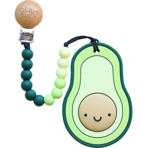 GLITTER AND SPICE  Glitter & Spice Silicone Teether - Avocado