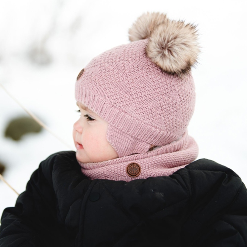Calikids Cashmere-Feel Soft Touch Knit Winter Hat - Beige