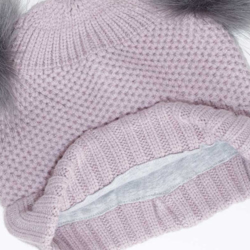 Calikids Cashmere-Feel Soft Touch Pom Pom Winter Hat - Lilac