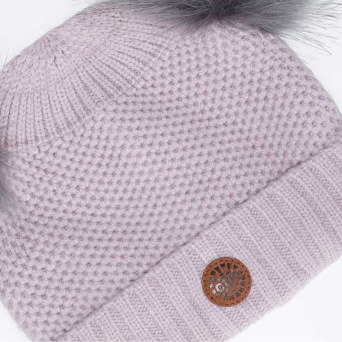Chapeau d'hiver à pompon doux au toucher Cashmere-Feel de CaliKids - Lilas