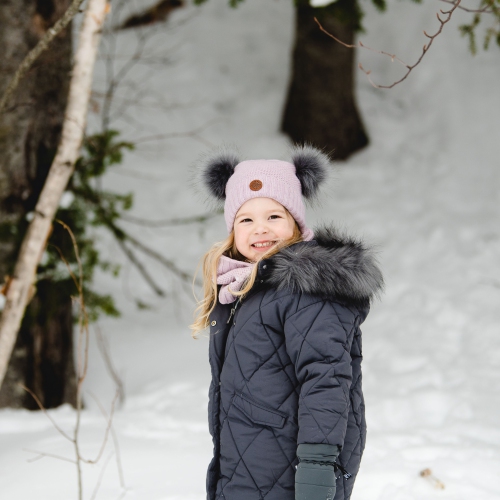 Chapeau d'hiver à pompon doux au toucher Cashmere-Feel de CaliKids - Lilas