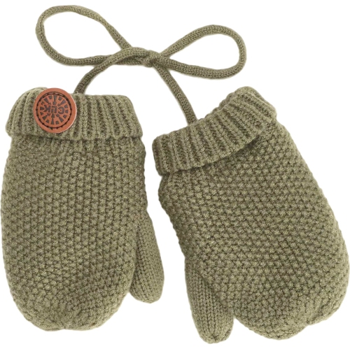 Calikids Cashmere-Feel Knit Winter Mittens - Olive