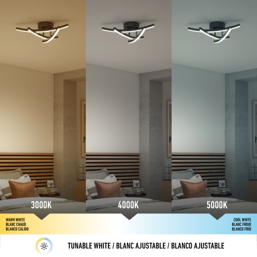 Artika Orly Modern Flush Mount Ceiling Light, Black