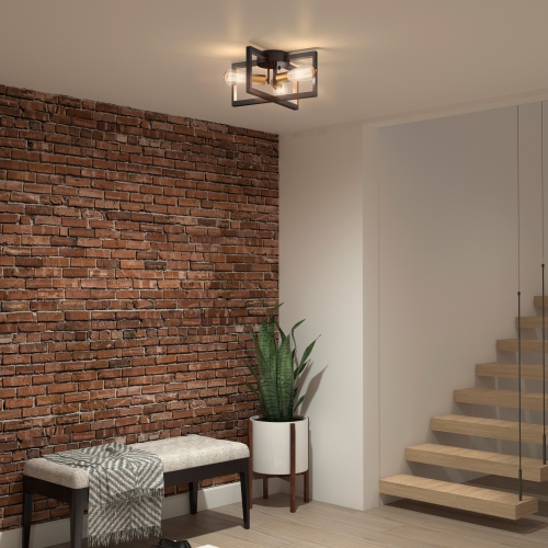 Artika Holt Rustic Ceiling Light Fixture, Black